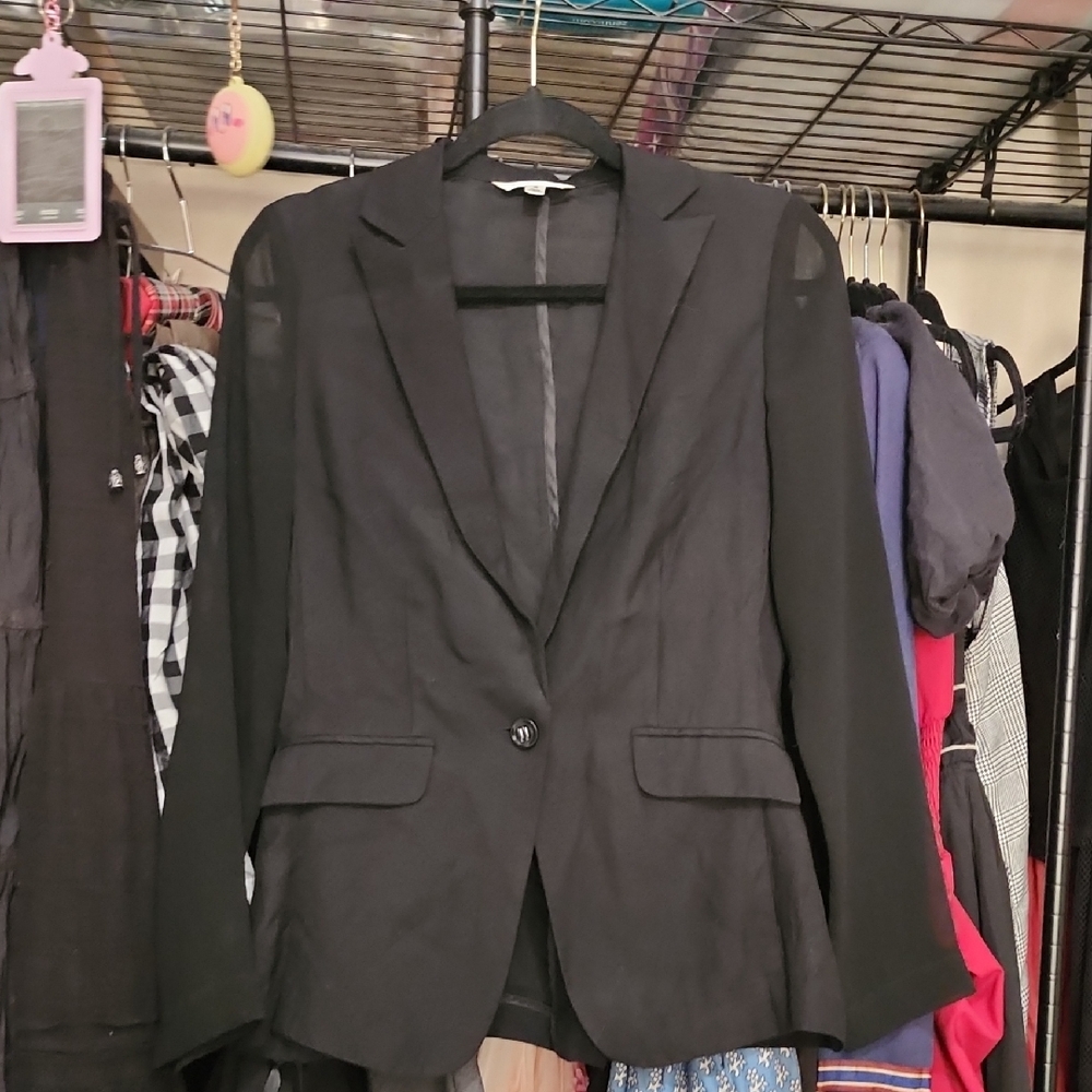Cabi Lightweight Mesh Sleeves Blazer, Black, Size 4